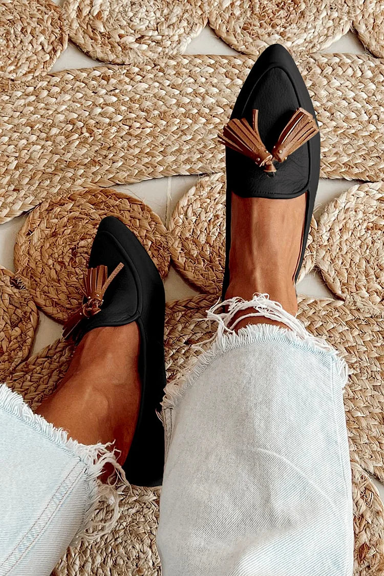 Fringed Leather Structured Loafers
