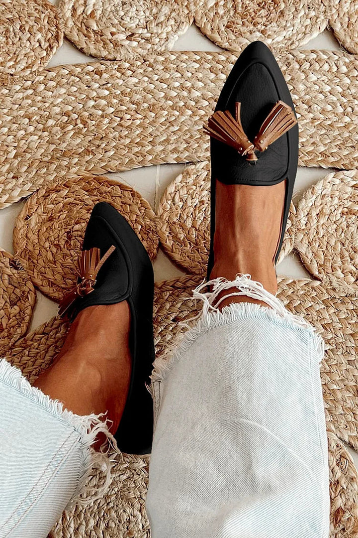 Fringed Leather Structured Loafers
