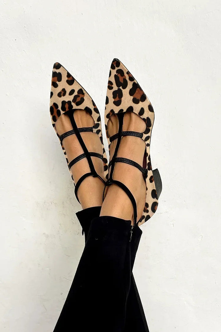 Leopard Cage-Strap Block Heels