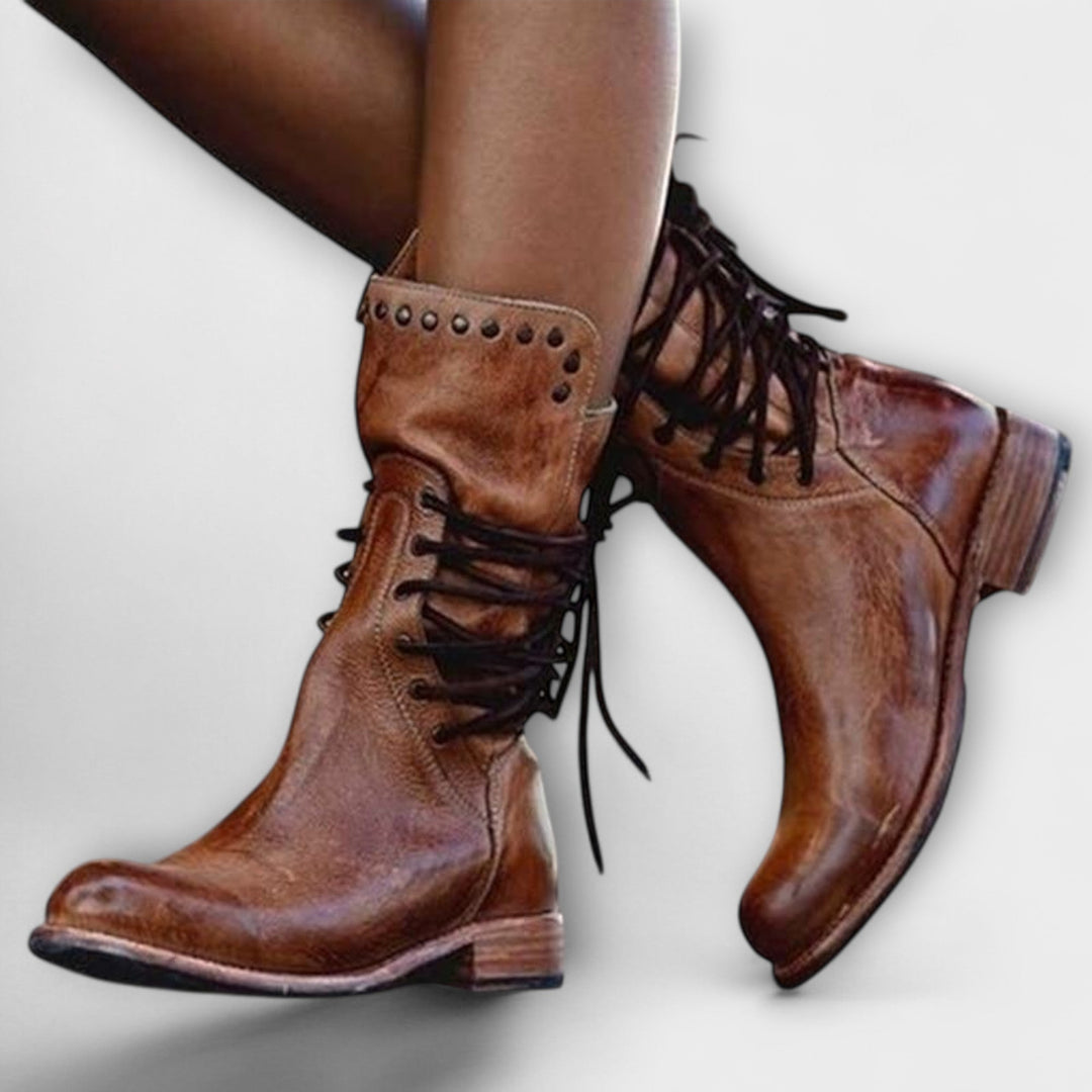 Vintage Lace-Up Leather Boots
