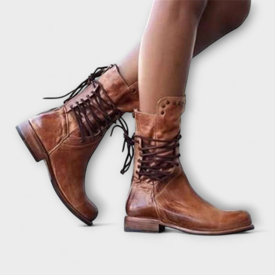 Vintage Lace-Up Leather Boots