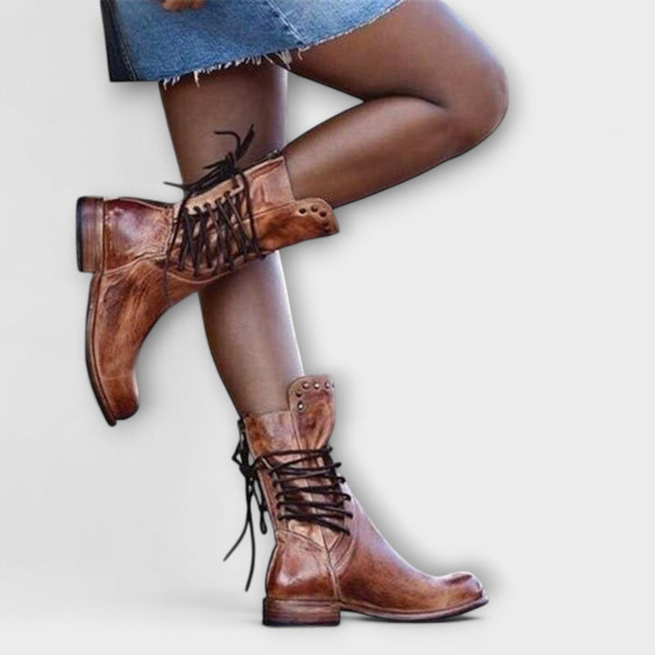 Vintage Lace-Up Leather Boots