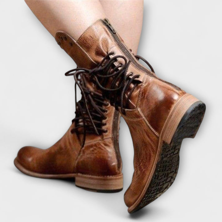 Vintage Lace-Up Leather Boots