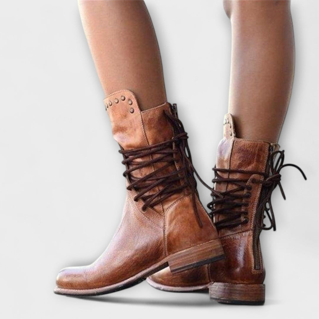 Vintage Lace-Up Leather Boots
