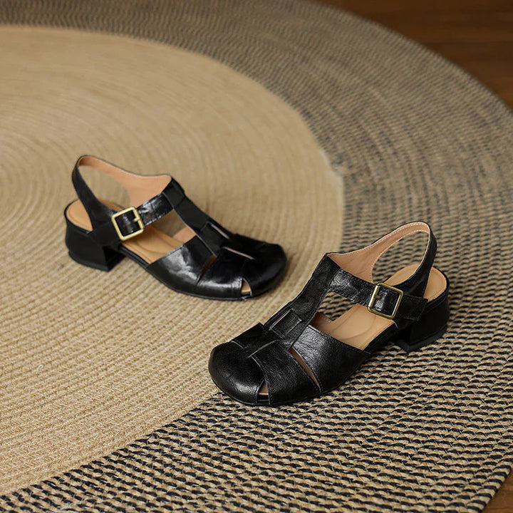 Premium Leather T-Strap Sandals