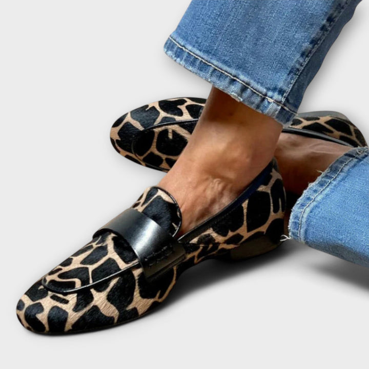 Leopard Print Buckle Loafers