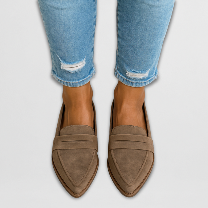 Pointed-Toe Suede Loafers