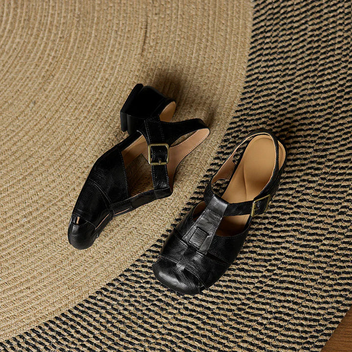 Premium Leather T-Strap Sandals