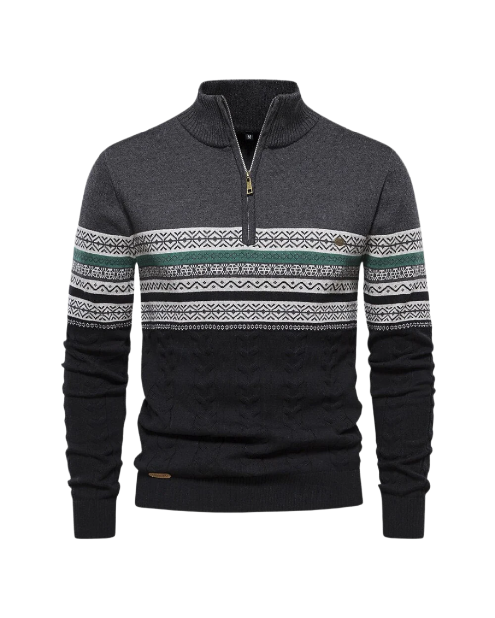 Frederico Cotton Zip Jumper with Pattern