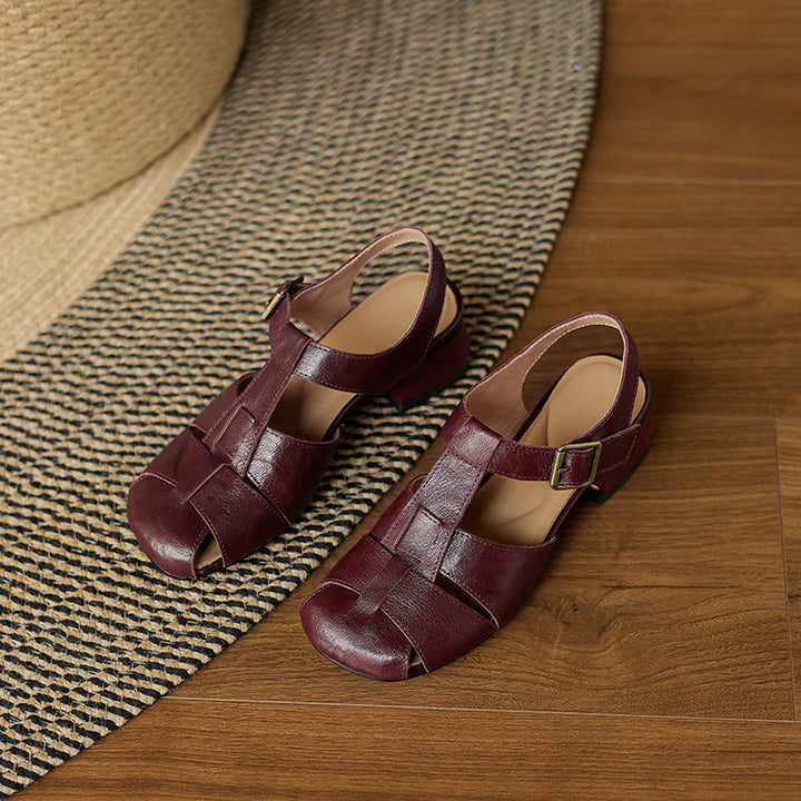 Premium Leather T-Strap Sandals