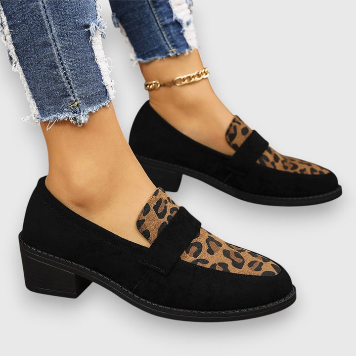 Grège Parisien Leopard Print Round-Toe Loafers
