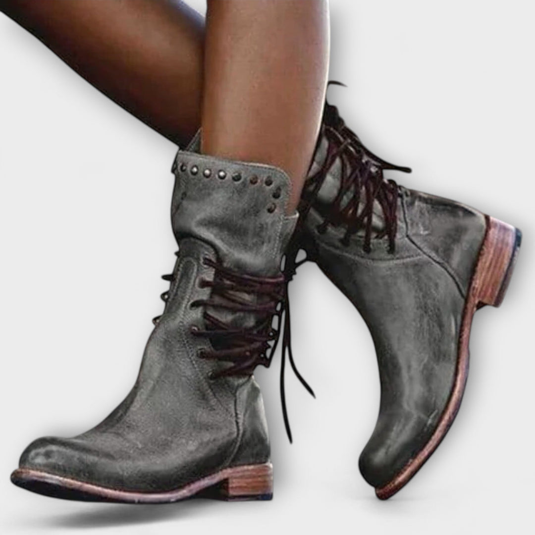Vintage Lace-Up Leather Boots