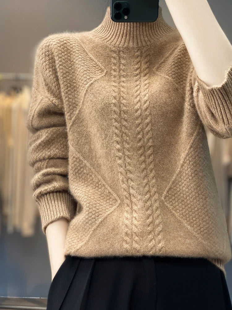 Cable-Knit Cashmere Roll-Neck Jumper
