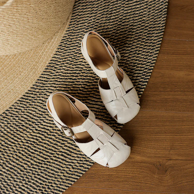 Premium Leather T-Strap Sandals