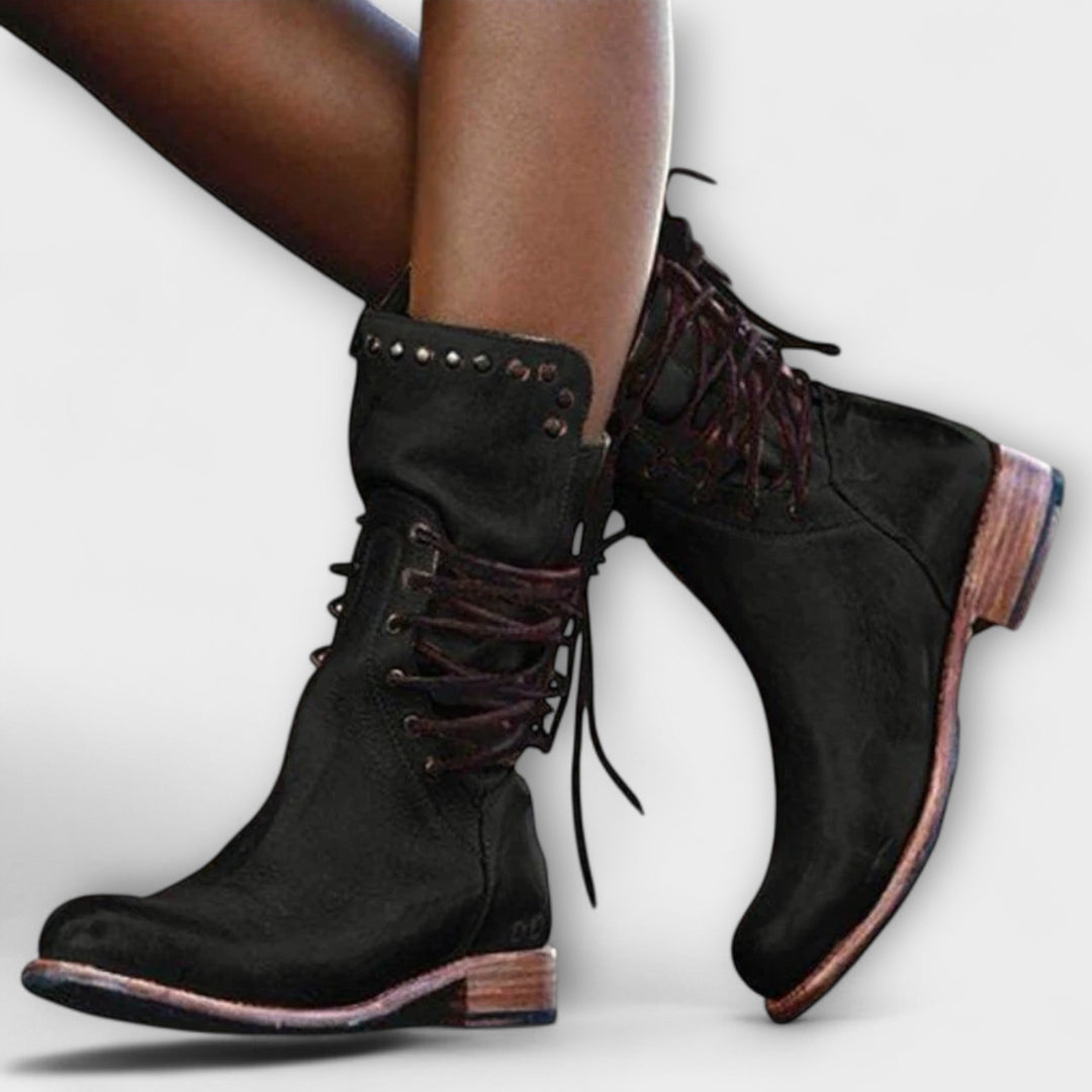 Vintage Lace-Up Leather Boots
