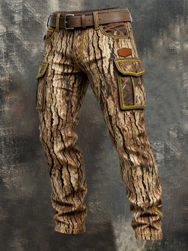 Bark-Print Cargo Trouser