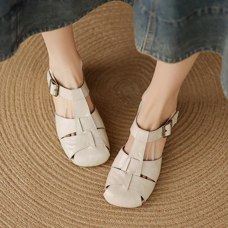 Premium Leather T-Strap Sandals