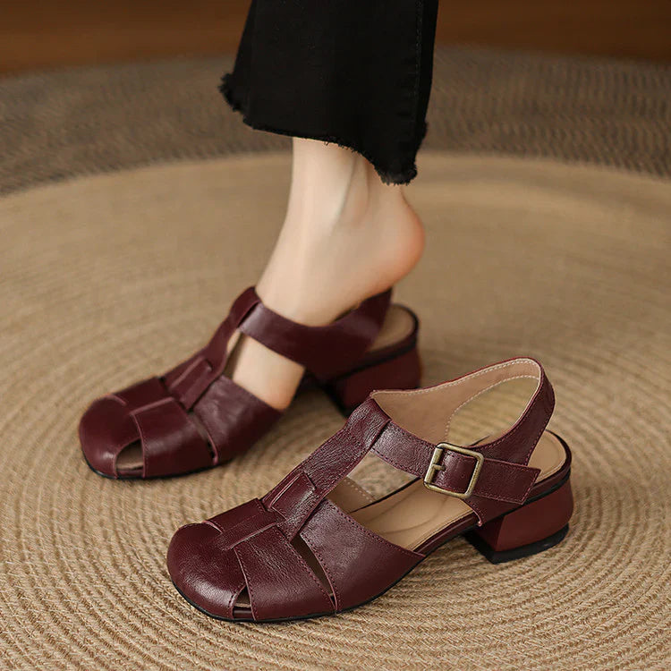 Premium Leather T-Strap Sandals