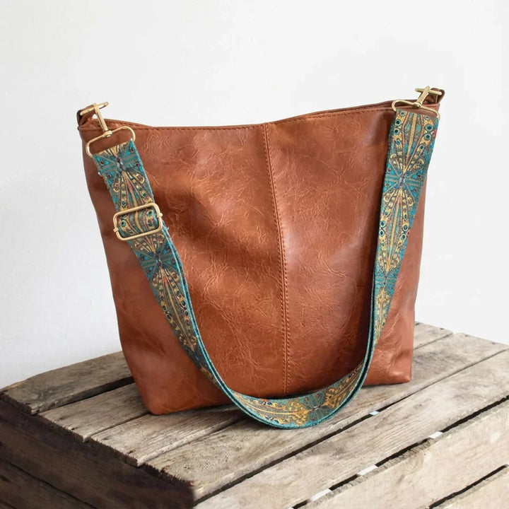 Woven-Strap Leather Tote Bag