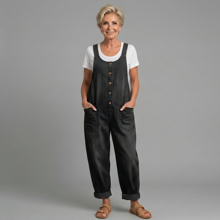 Vintage Washed Cotton Denim Overall