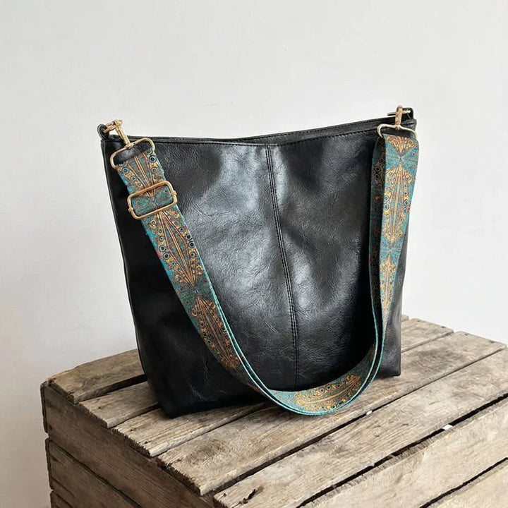 Woven-Strap Leather Tote Bag
