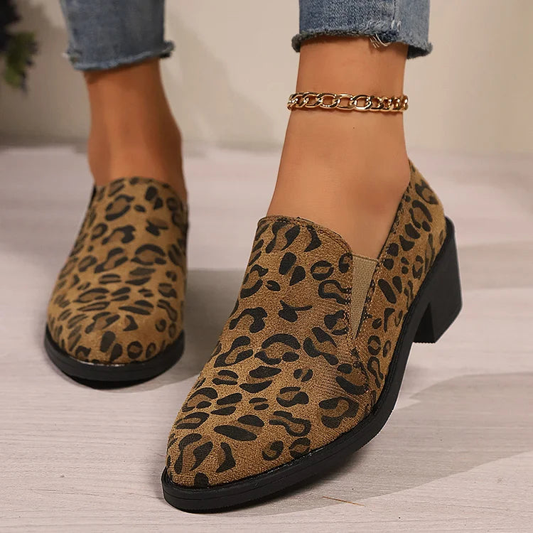 Leopard Print Structured Toe Loafers