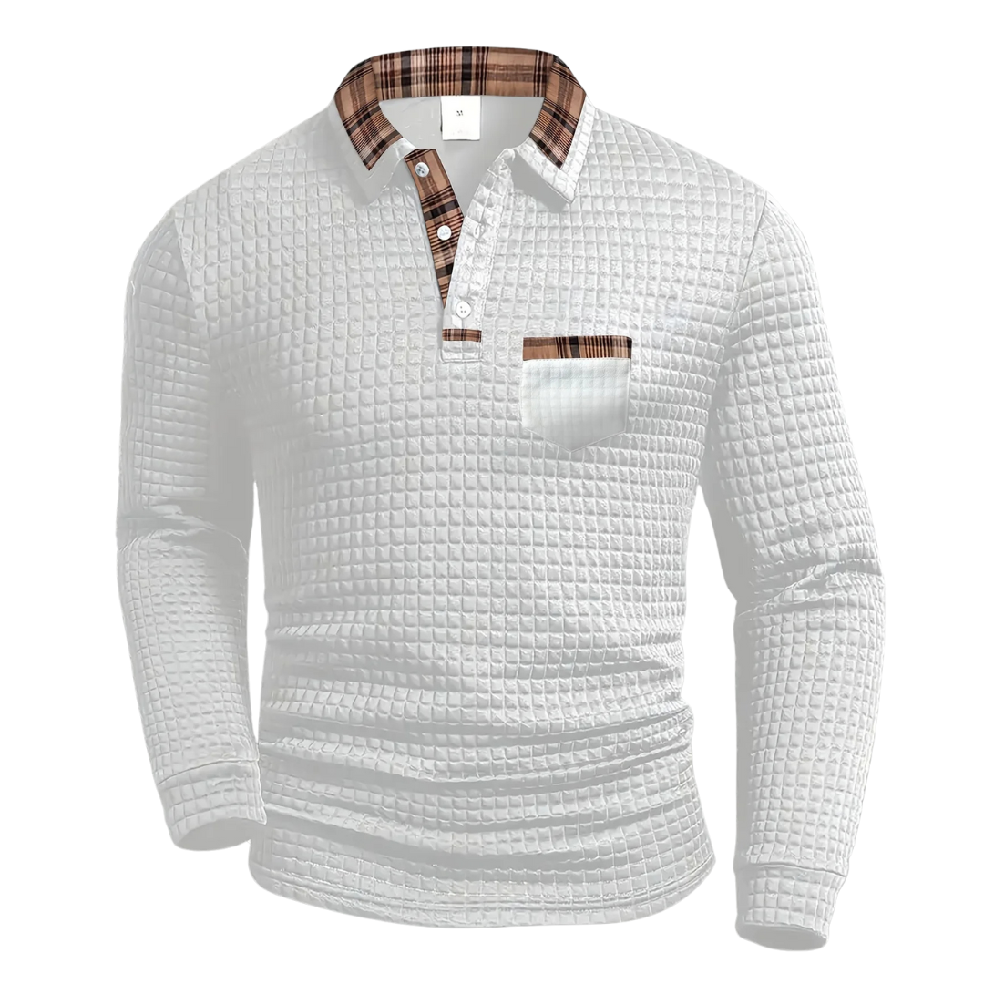 Checked Long-Sleeve Polo