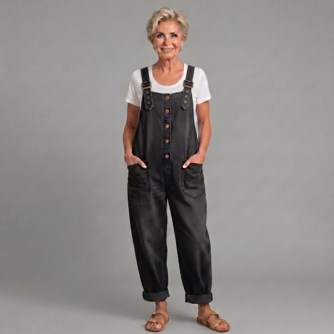 Vintage Washed Cotton Denim Overall