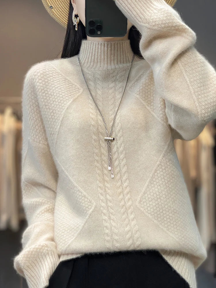Cable-Knit Cashmere Roll-Neck Jumper