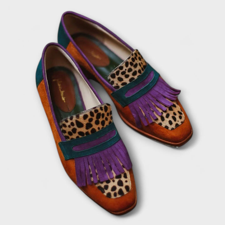 Brown Leopard Print Structured Loafers
