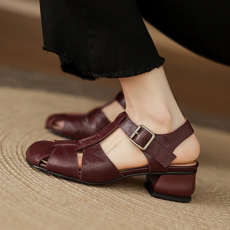 Premium Leather T-Strap Sandals