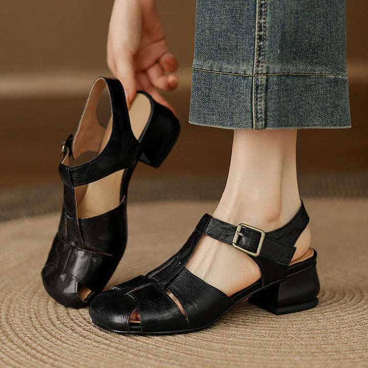 Premium Leather T-Strap Sandals