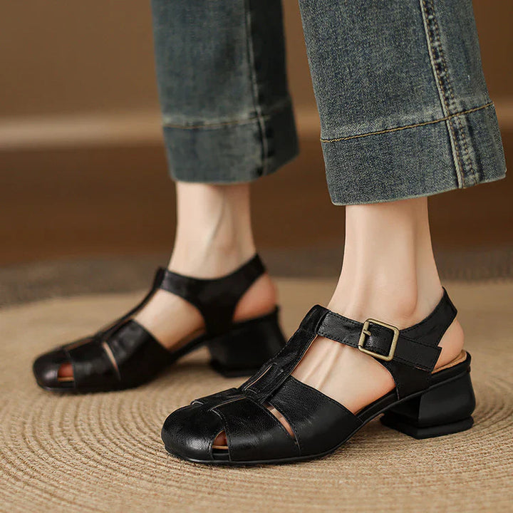 Premium Leather T-Strap Sandals