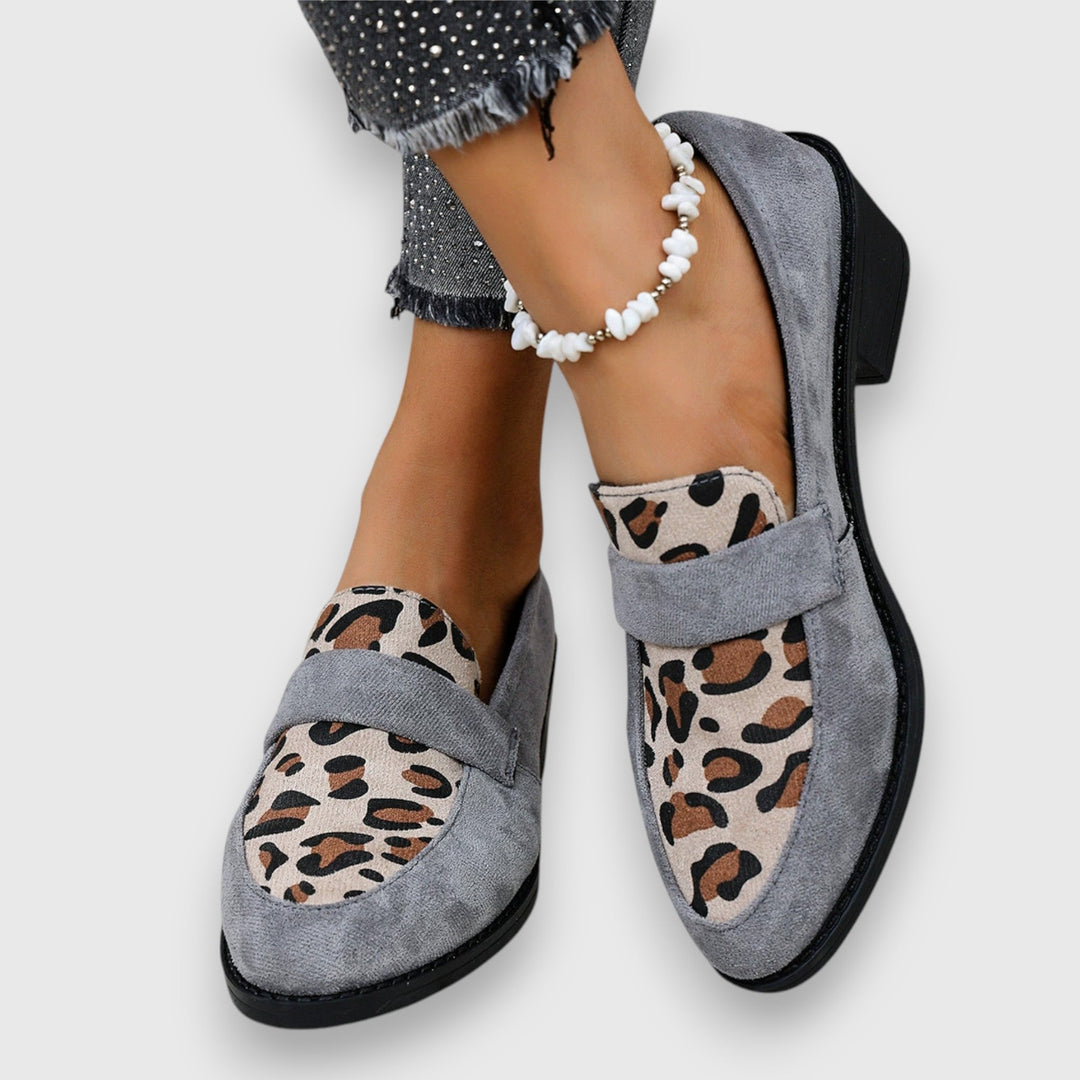 Grège Parisien Leopard Print Round-Toe Loafers