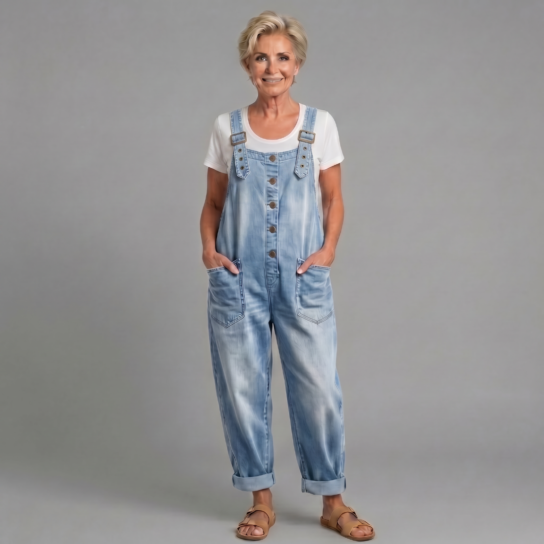 Vintage Washed Cotton Denim Overall