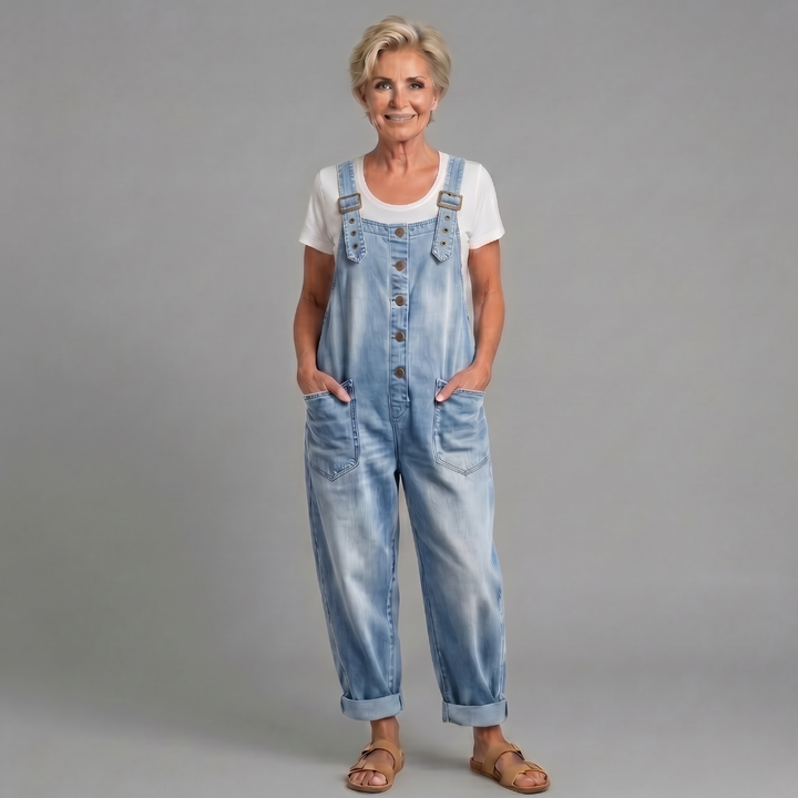 Vintage Washed Cotton Denim Overall