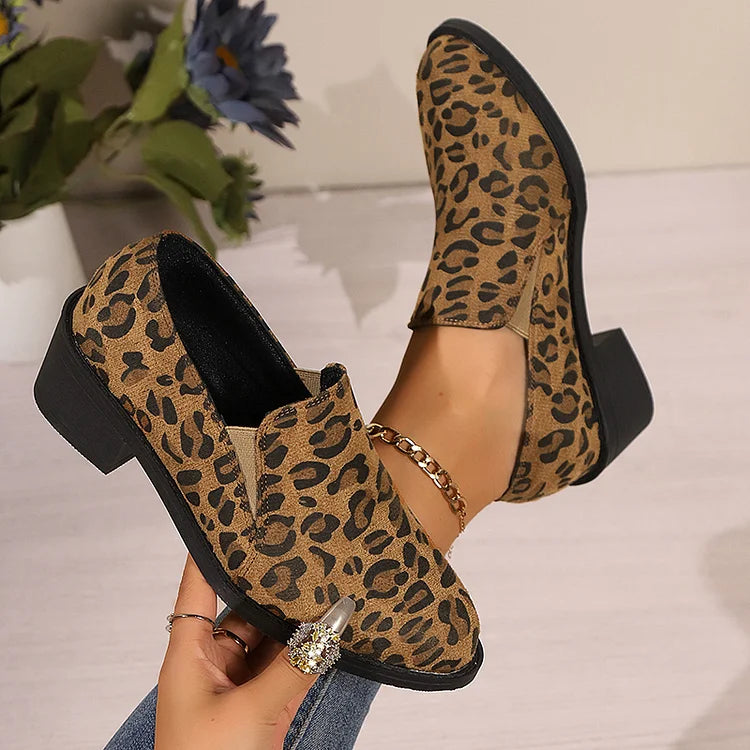 Leopard Print Structured Toe Loafers
