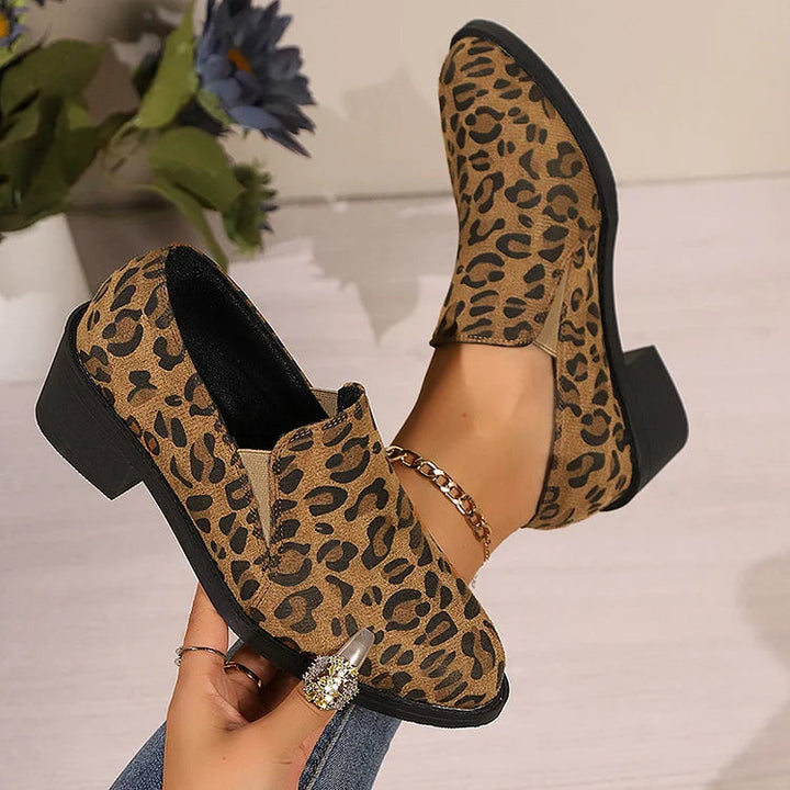 Leopard Print Structured Toe Loafers