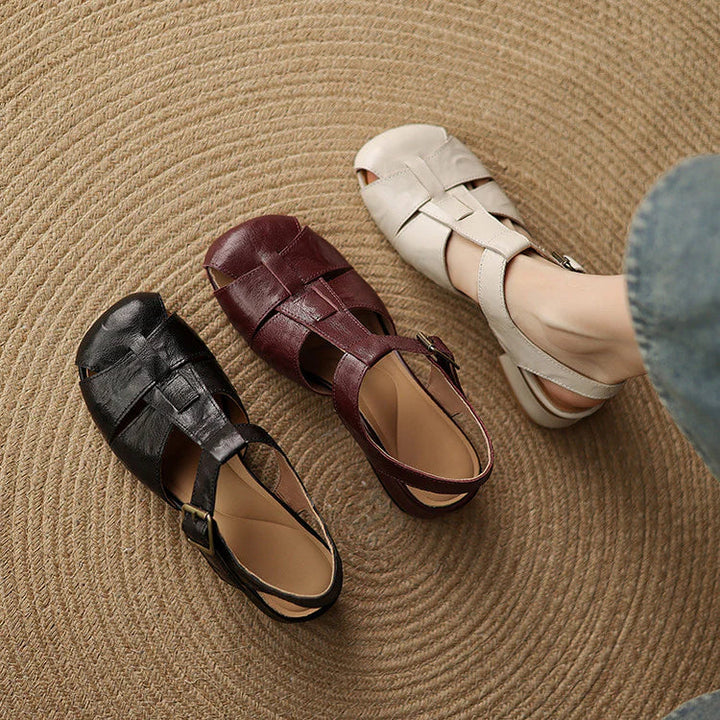 Premium Leather T-Strap Sandals