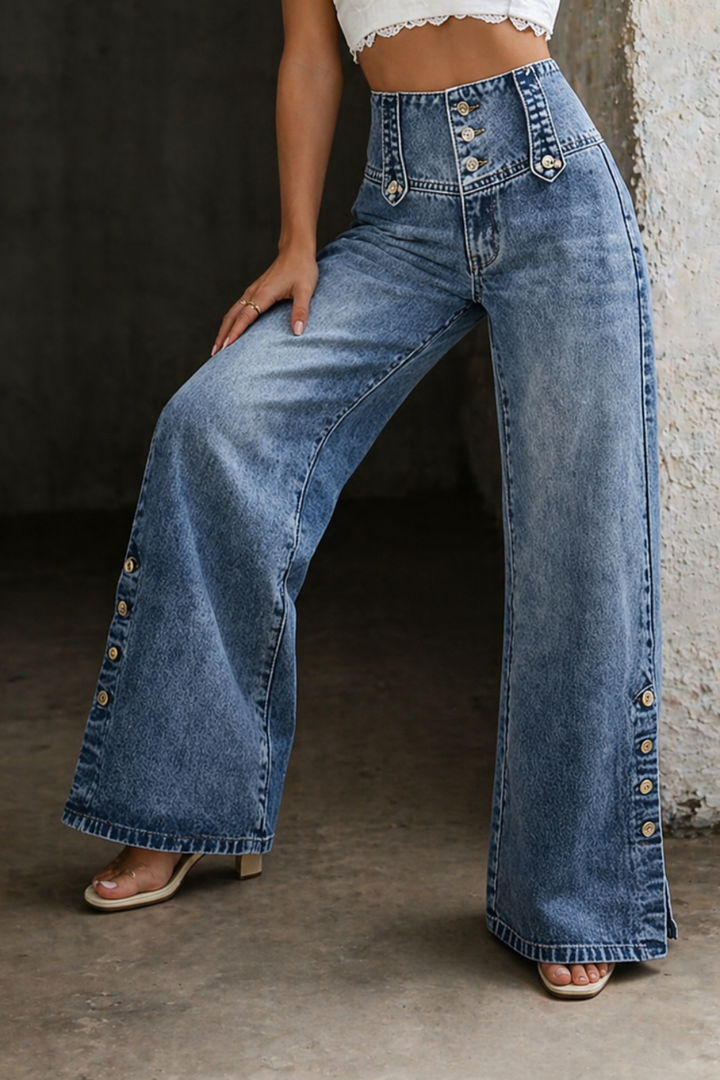 High Waist Slit Jeans