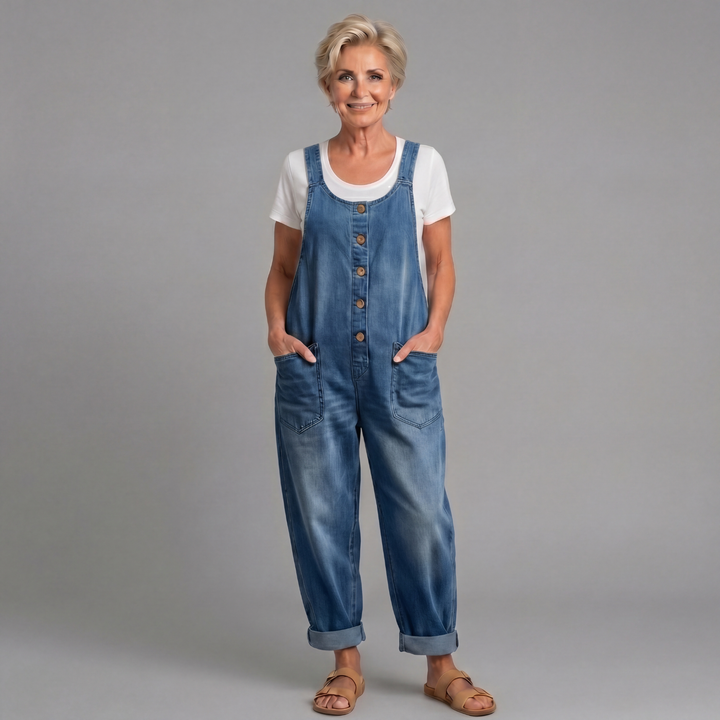Vintage Washed Cotton Denim Overall