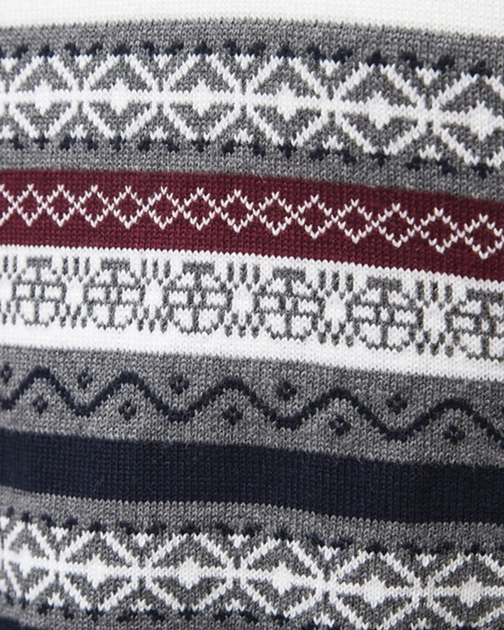 Frederico Cotton Zip Jumper with Pattern