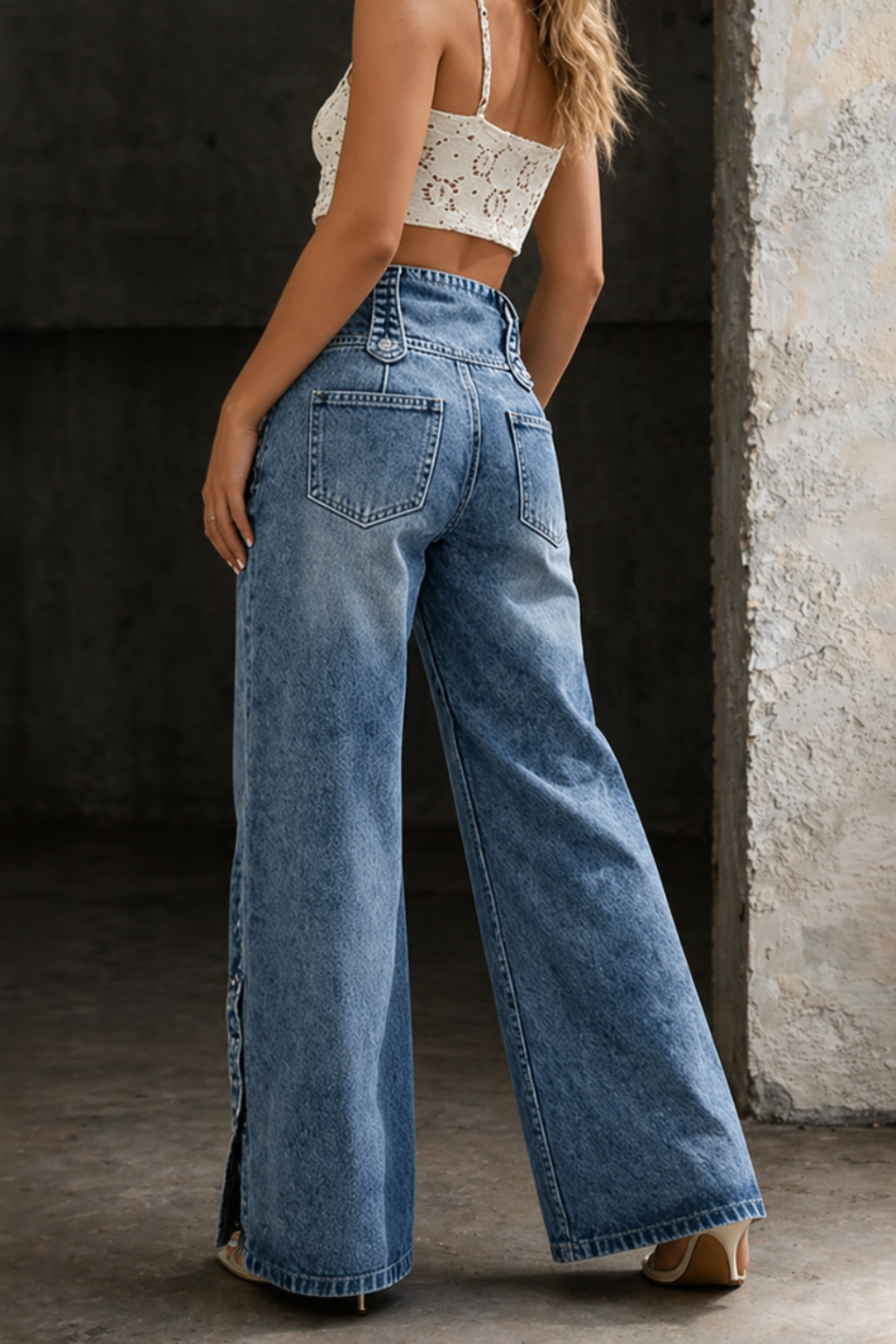 High Waist Slit Jeans