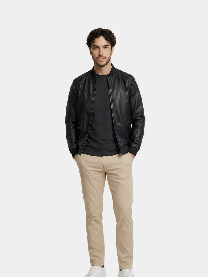 Slim-Fit Leather Jacket