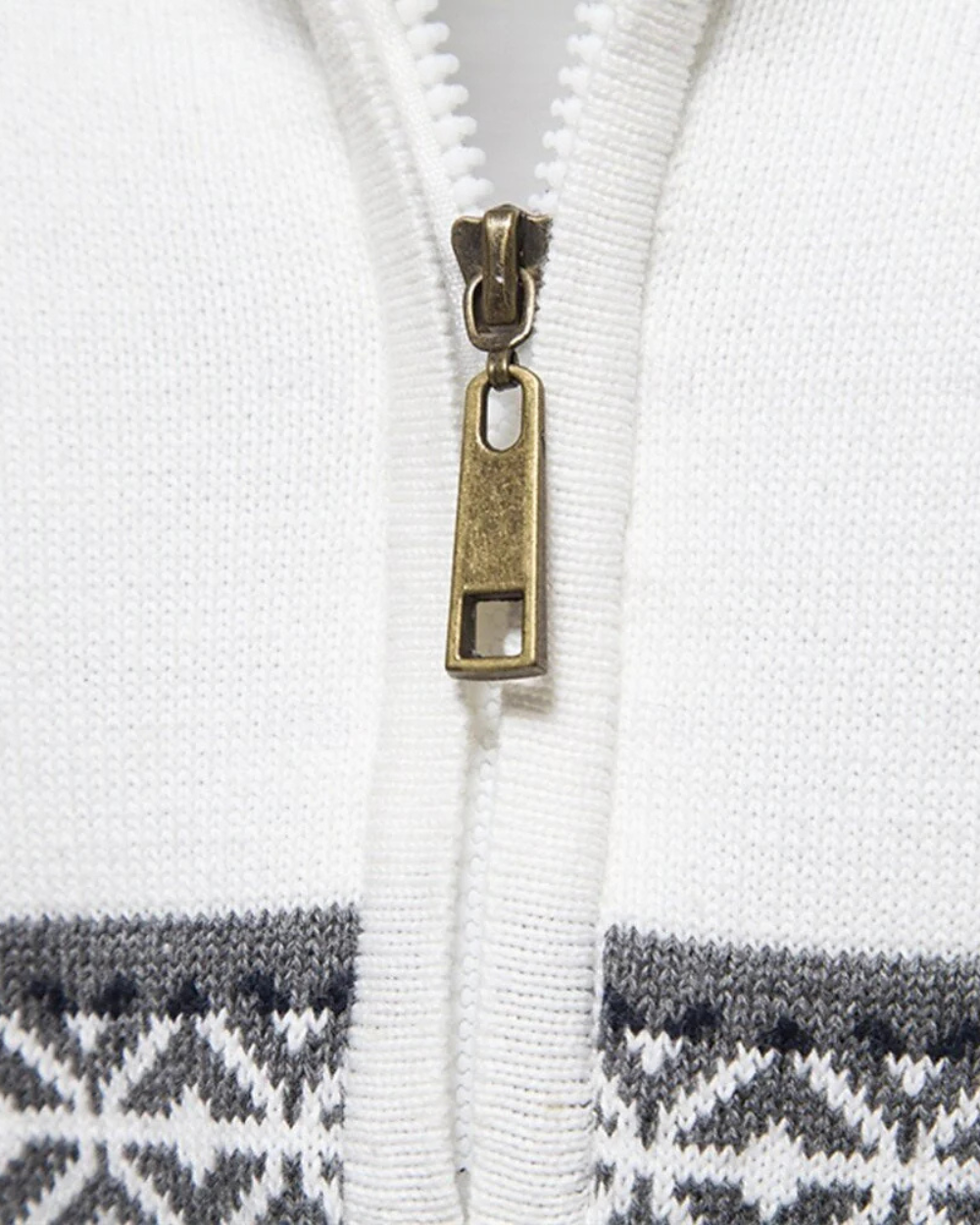 Frederico Cotton Zip Jumper with Pattern