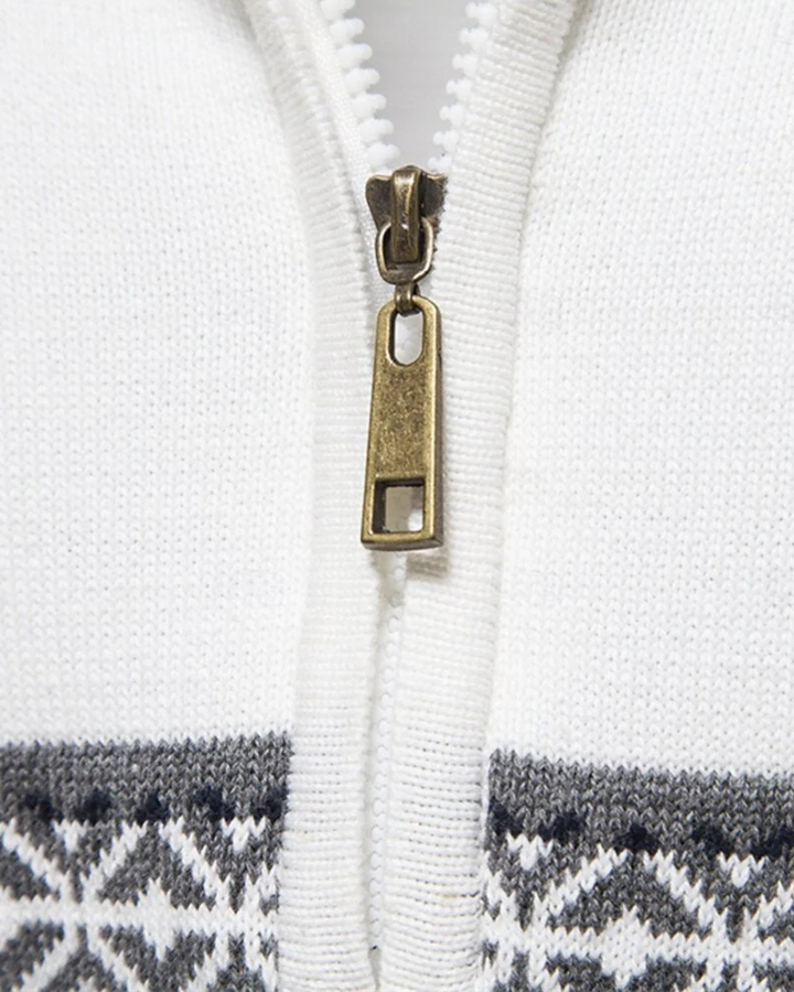 Frederico Cotton Zip Jumper with Pattern