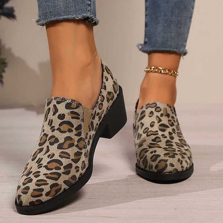 Leopard Print Structured Toe Loafers