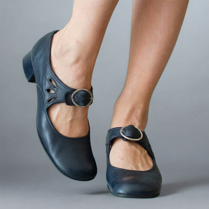 Leather Buckle Heels