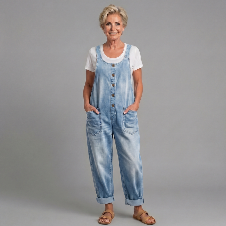 Vintage Washed Cotton Denim Overall