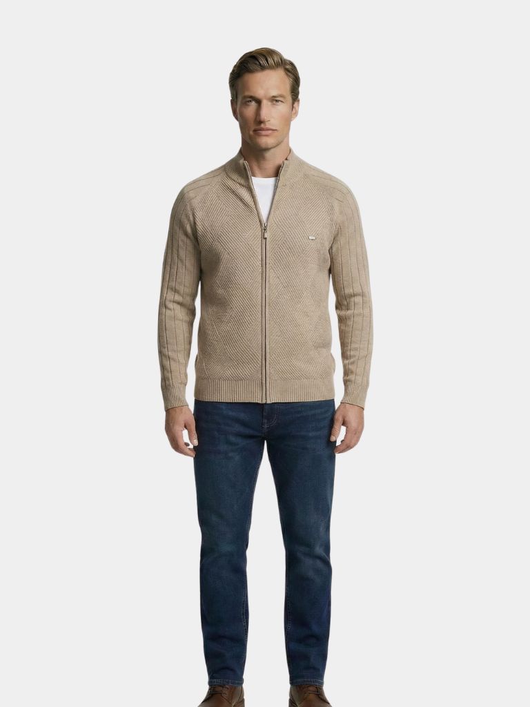 Jacquard Knit Zip Jacket
